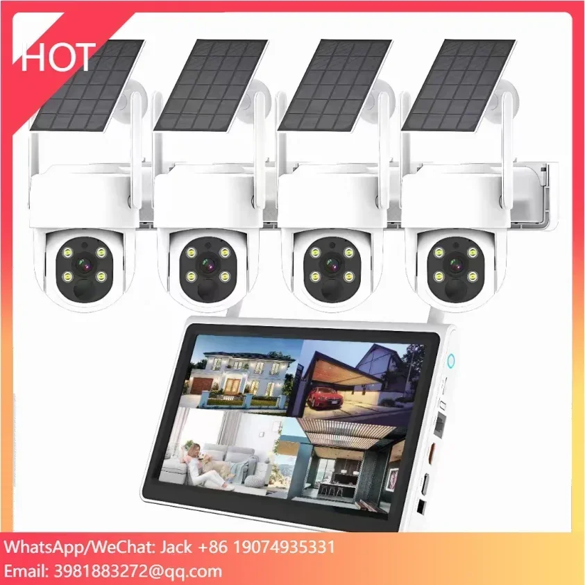 Jianvision 4 قنوات NVR شاشة 4MP Ip66 مقاومة للماء تعمل بالطاقة الشمسية واي فاي Ip Cctv كاميرا لاسلكية 360 واي فاي تعمل بالطاقة الشمسية