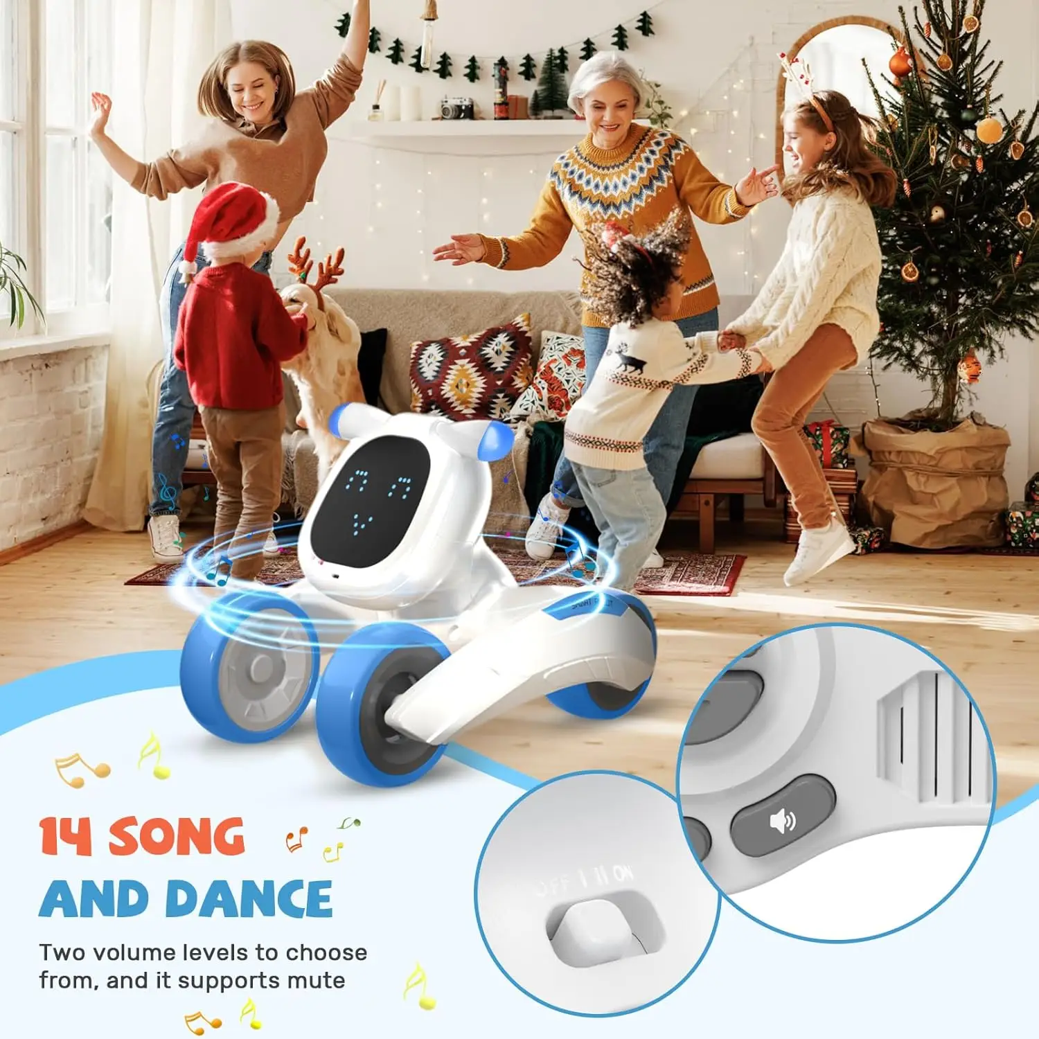 Robot inteligente para perros, juguete electrónico inteligente, acrobacias, comando de voz, programable, sensación táctil, música interactiva, mascotas parlantes