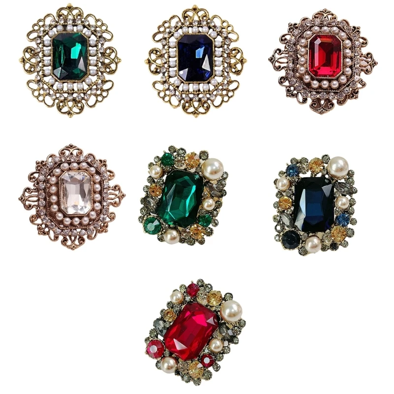 Crystal Lapel Pin Fashion Vintage Brooches Funtional Clothing Fastener Stylish Dress Clip Suitable for Everyday Wear