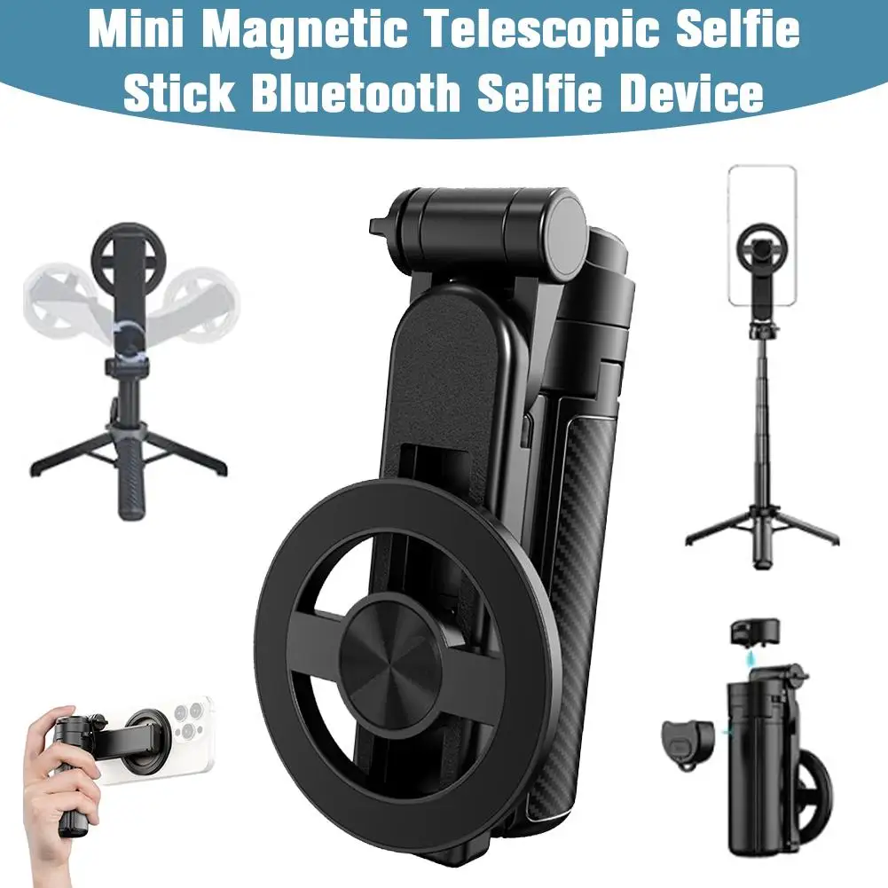 

Mini Magnetic Mobile Phone Selfie Holder Phone Mount With Wireless Remote Foldable Magnetic Retractable Selfie Stick