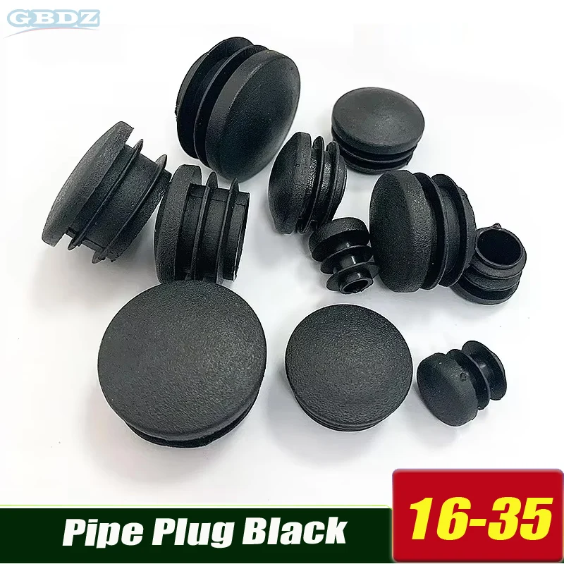 

10/15/20~45Pcs Round Head Cambered Surface Pipe Plug Black End Blanking Caps Bung Tube Insert Plugs Diameter 16/25/28/32/35