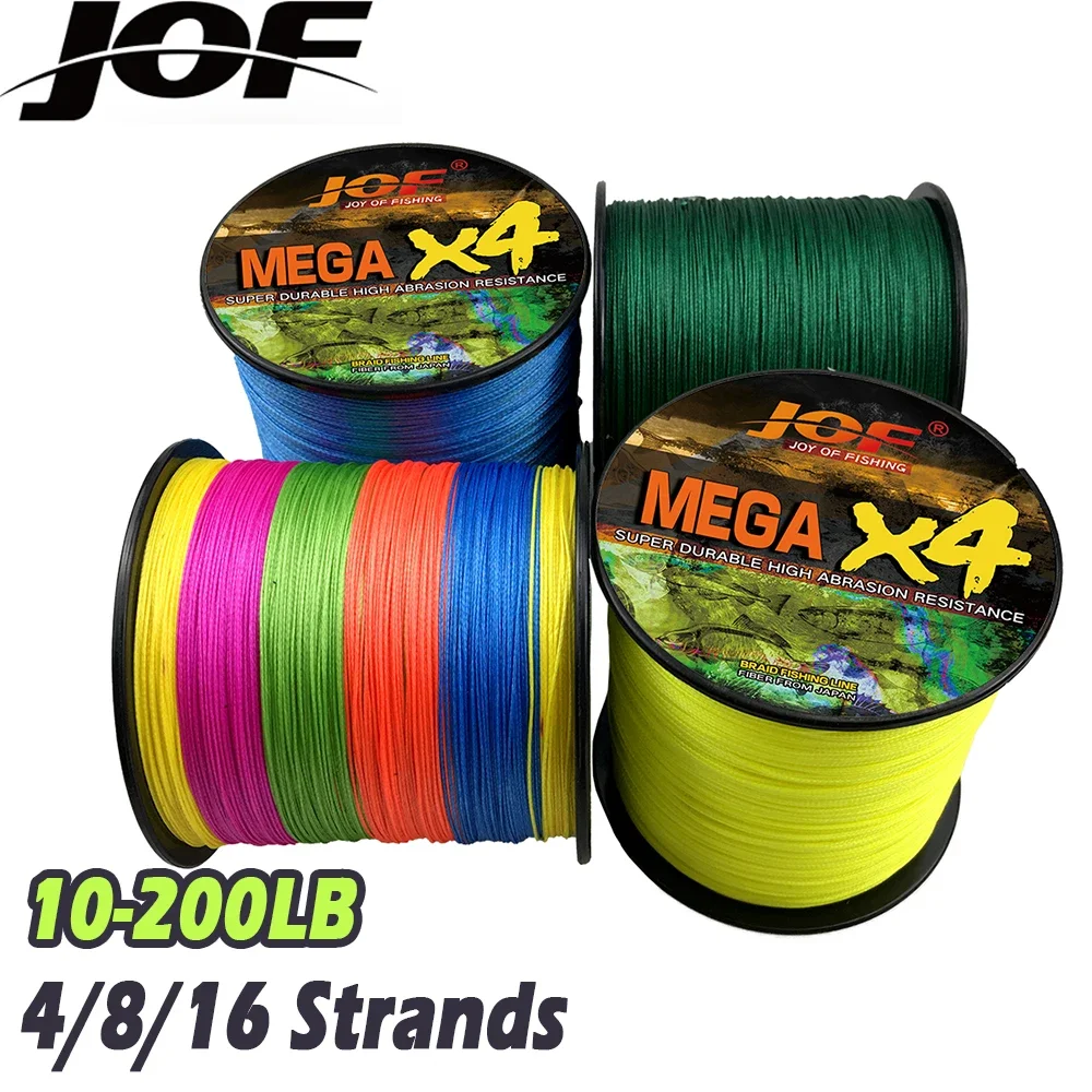 JOF X4 X8 X16 Braided Fishing Line Super Strong PE Line 10-200LB Coating Technology Abrasion Resistant Japanese Line 500m