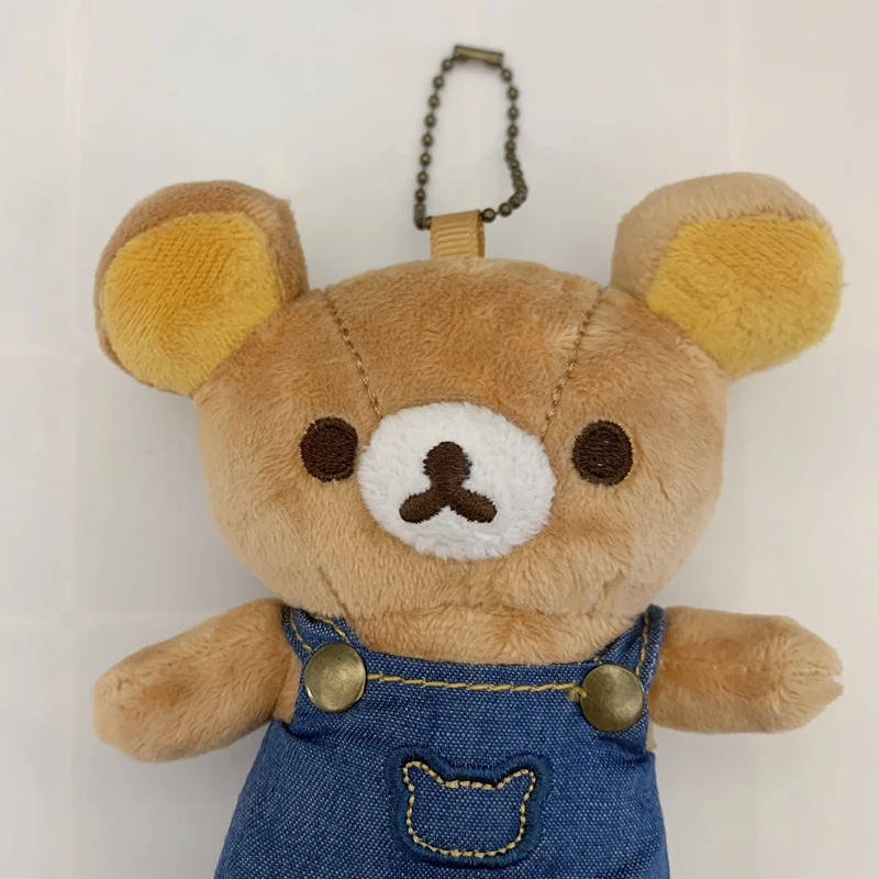 Rilakkuma Denim Chaveiro de Pelúcia Mascote Kawaii Bonito Bolsa Chaveiros Charme Chaveiro Chaveiro