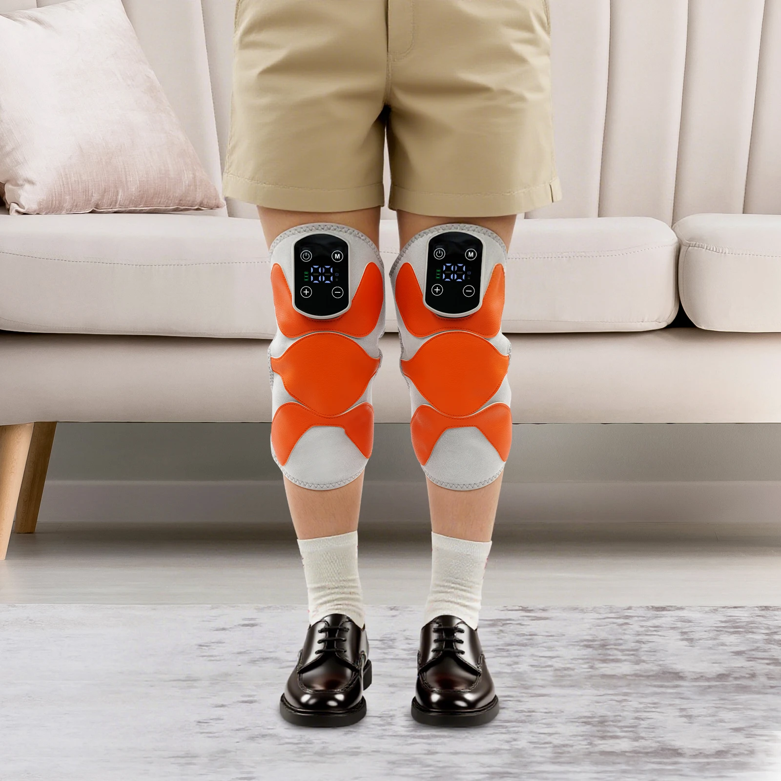 Massage Knee Pads, Portable Knee Massager, Heating and Vibrating Knee Massager with Digital Display Screen for Pain Relief