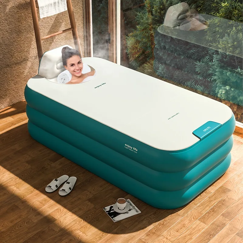 1Pc Inflatable Hot Tub Bathtub, Foldable Portable Spa Tub, Freestanding Soaking Bath for Indoor/Outdoor Use PVC Material