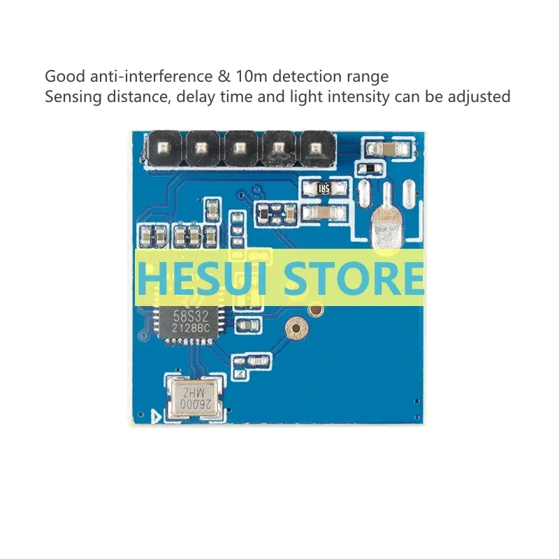 5.8G radar module LD016 intelligent human body movement sensor sensing distance time adjustable host computer