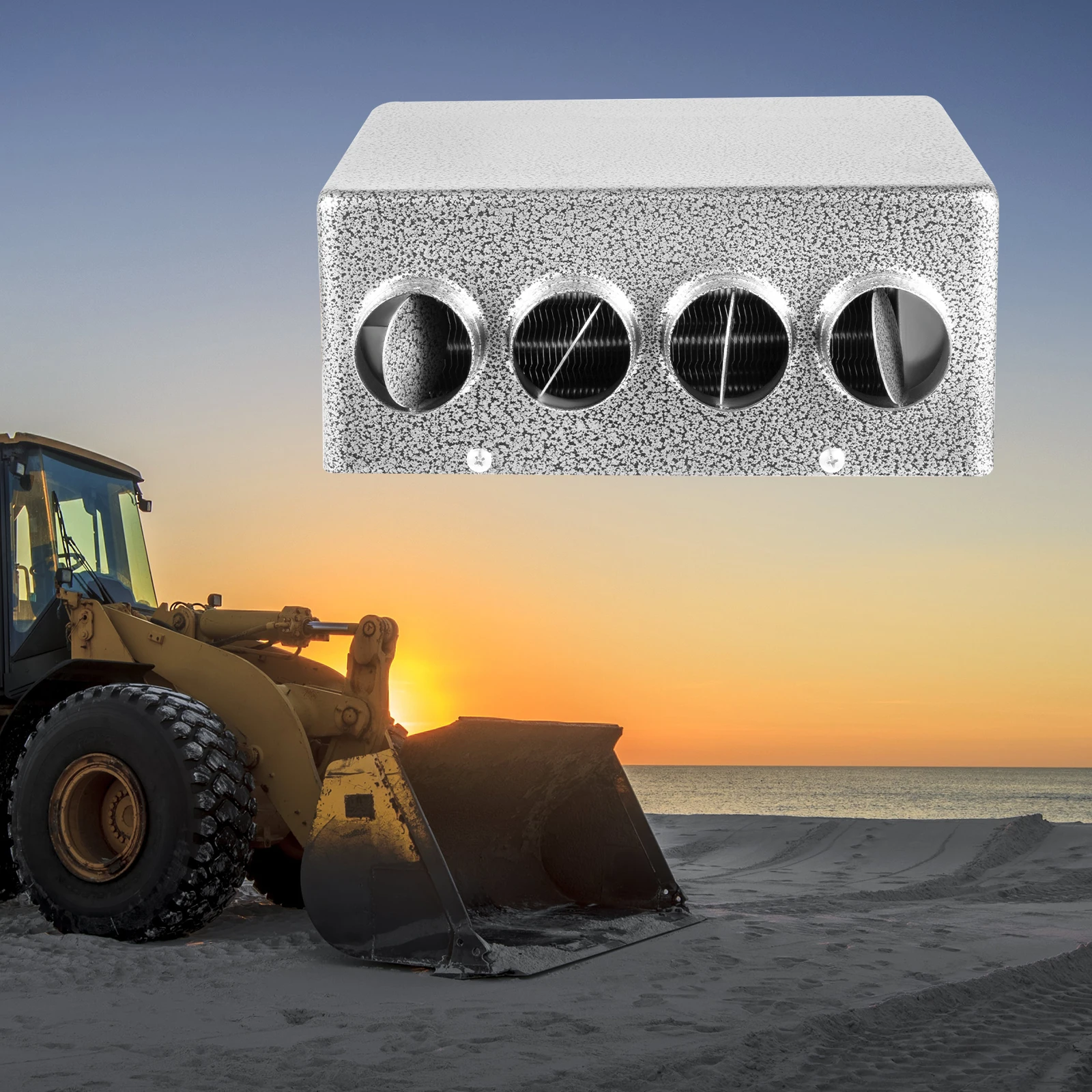 Riscaldatore per Sedile Auto 12V a 4 Vie, 28*23*10cm, Universale con 2 Ingressi d'Aria da 2x2,75 Pollici per Auto/Camion/Navi/Camper/Mietitrebbie