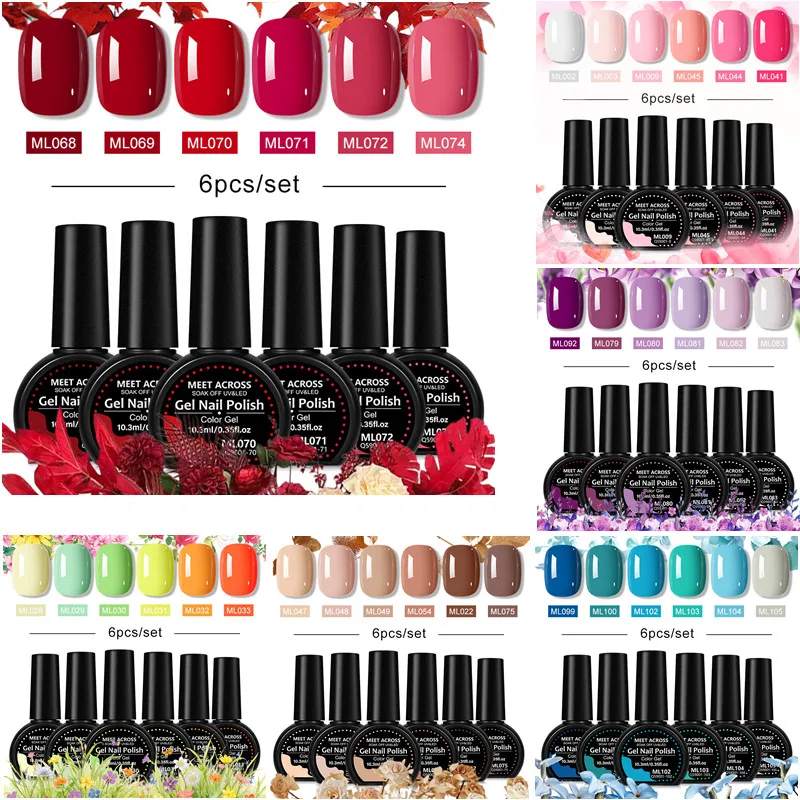 6pcs 10.3ml Gel Nail Polish Set HEMA TPO FREE Semi Permanent Nail Art Soak Off LED UV Gel Nail Varnishes Nail Supplies Vernis