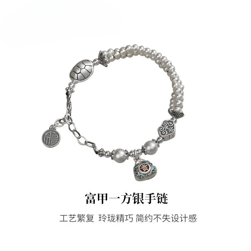 UMQ Original New Style Pure Silver 999 Fujia Hand Silver Necklace Ethnic Style Gift for Girlfriend Girlfriends' Gift