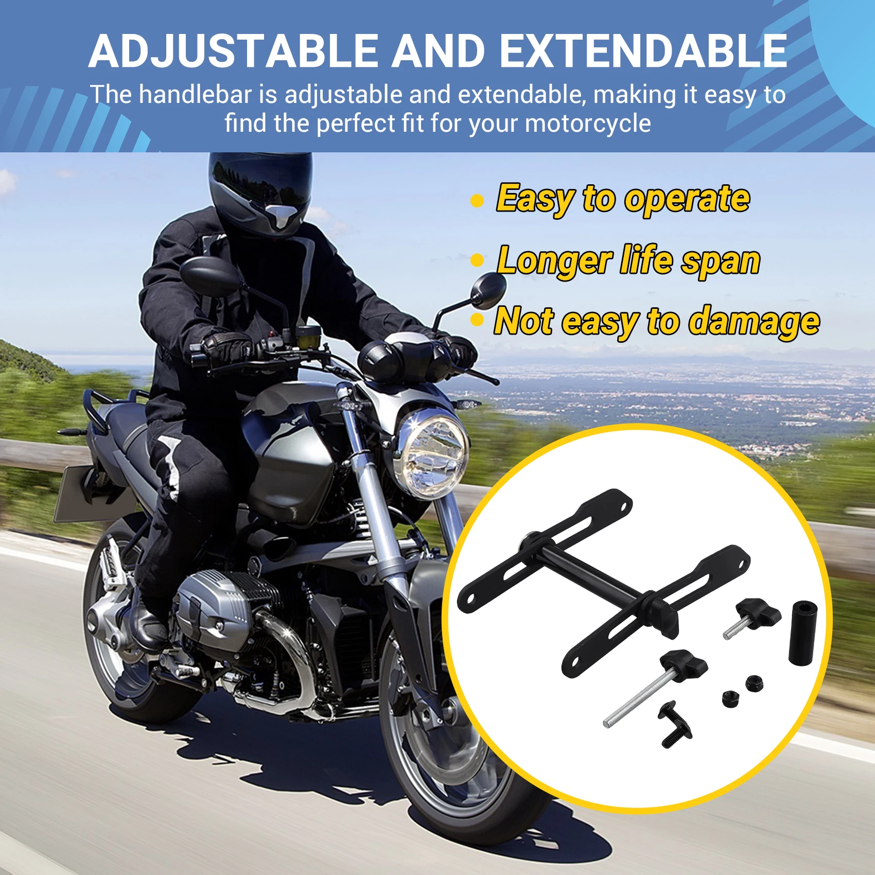 

A85E-мотоциклетный регулируемый удлиненный руль, навигационный кронштейн для мобильного телефона для BMW R1200R R1200RS R1250R R1250RS LC