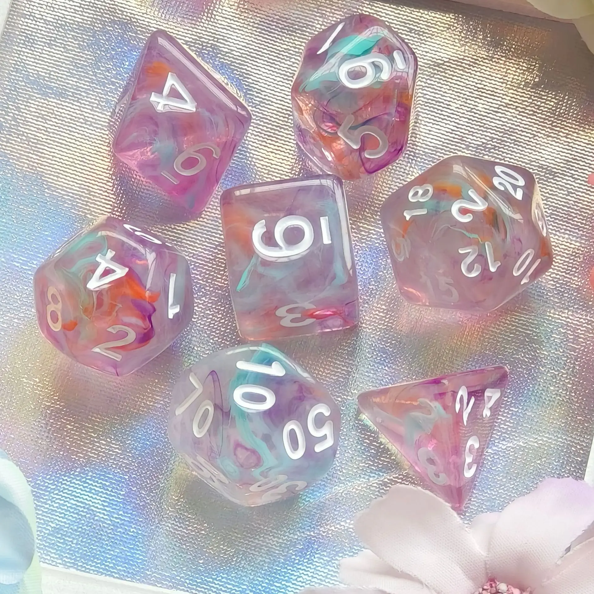 D&D Board Game Dice 7pcs/lot Mixing Colours Polyhedral Dice Set for Club Party DND RPG TRPG Entertainment Table Game Accessories