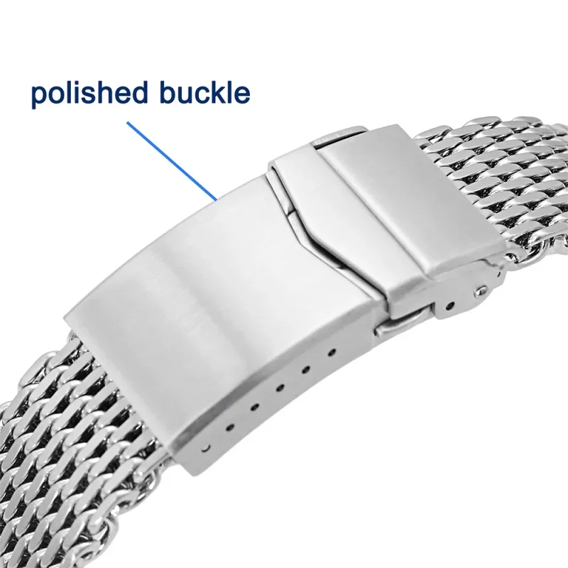 18/20/22mm Steel Shark Mesh for Omega 007 Seahorse Luxury Milanese Band Weave Solid Double Buckle Strap Men Watch Accessories