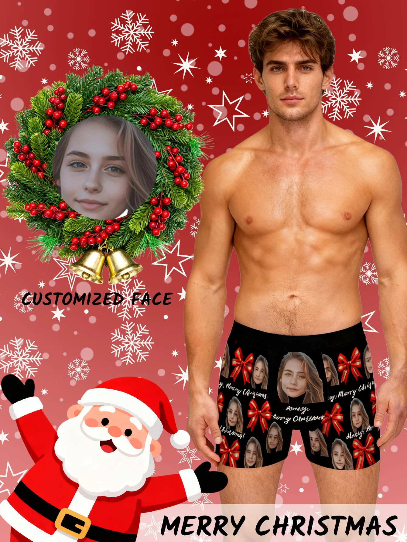 

Personalized Face Photo Underwear Custom Boxer Briefs Custom Men Valentine's Day Gift For Husband Anniversary Gift for Dad