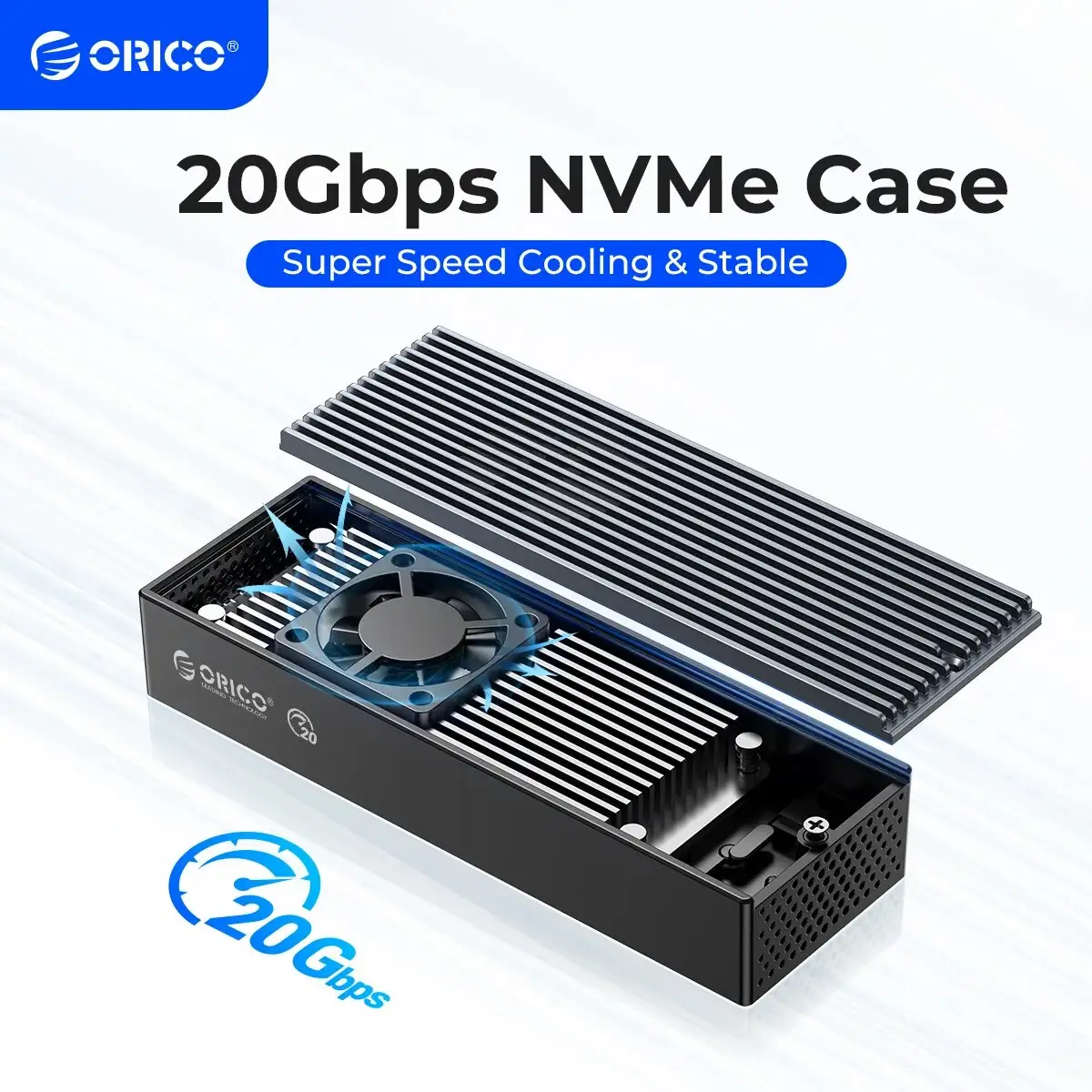 냉각 팬이 내장된 ORICO M.2 NVME SSD 케이스 M.2 NVME 2230 2242 2260 2280 SSD용 Type-C M2 20Gbps NVME SSD 인클로저