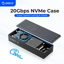 ORICO M.2 NVME SSD Case with Built-in Cooling Fan Type-C M2 20Gbps NVME SSD Enclosure For M.2 NVME 2230 2242 2260 2280 SSD