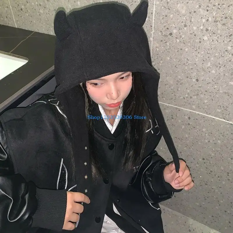 400A Breathable Head Cover with Button for Outdoor Sports Adjustable Hat with Horn