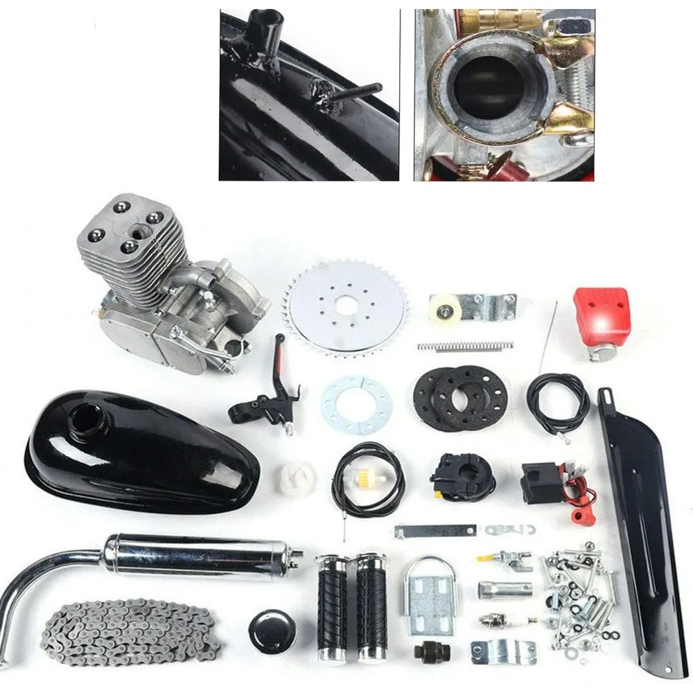 100cc Bicycle Engine Kit 2 Stroke 4-Stroke Bike Motor Kit Gas Motor for Bicycles Kit for Bikes with Large Triangular Frame Space