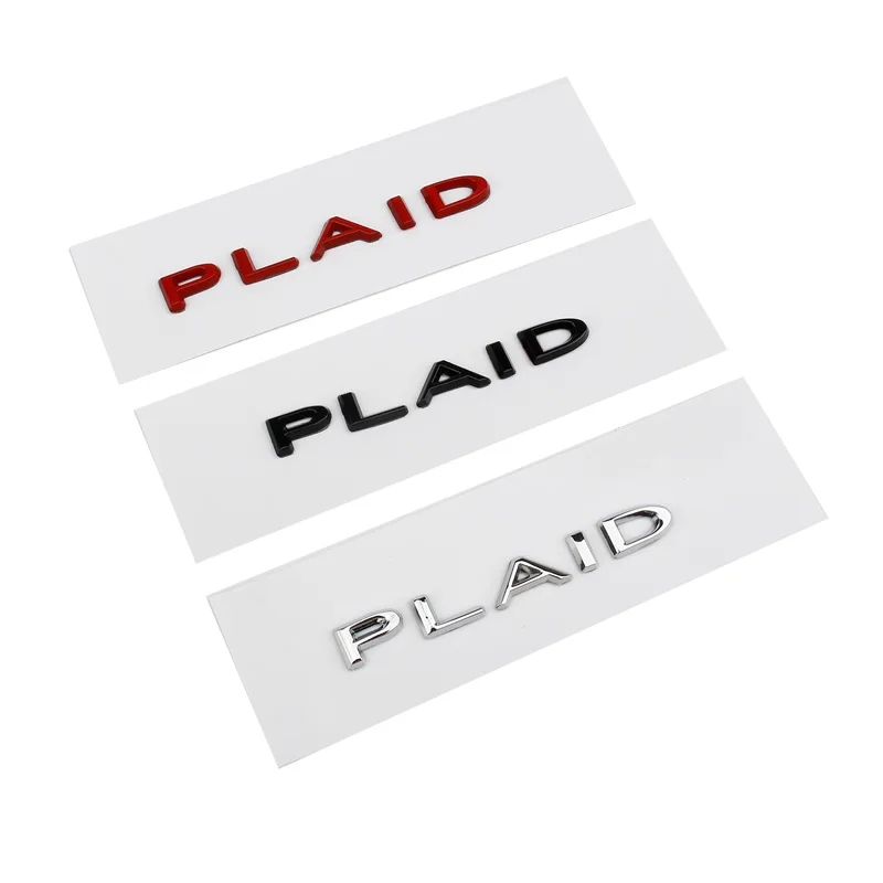 

Plaid Logo Stickers for Tesla Model 3 S X Y ABS Zinc Alloy Decals PLAID Badge Version Performance Trunk Emblem Car Decoration