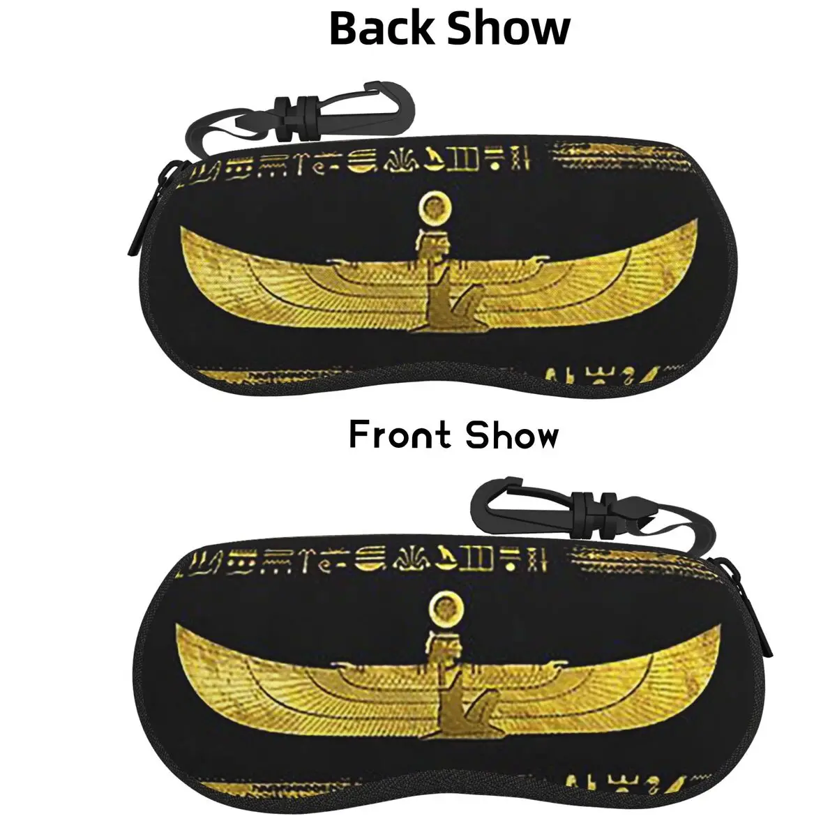 

Золотой египетский Бог орнамент на черном кожаном корпусе чехол для очков протектор коробка для солнцезащитных очков для женщин и мужчин мягкая сумка для очков