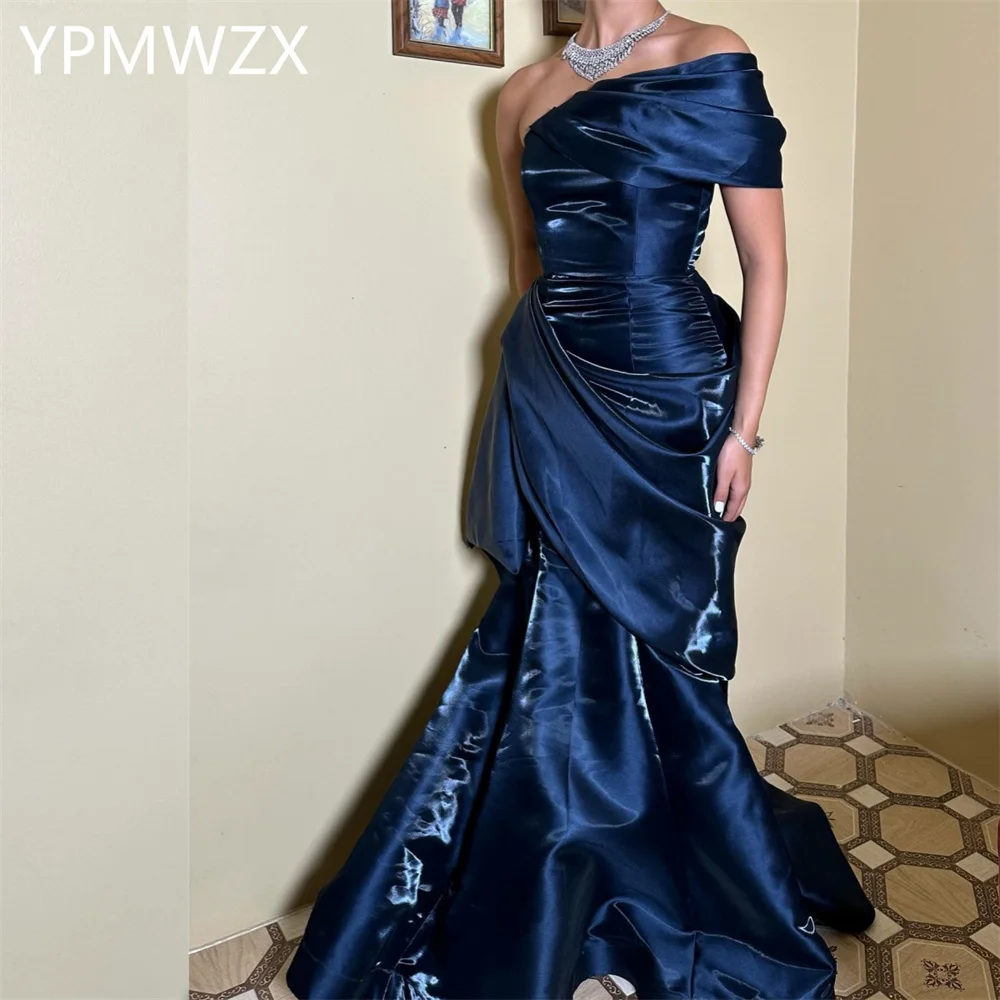 

Customized Evening Dress Women Prom Gown Party Occasion YPMWZX Off-the-shoulder Mermaid Floor Length Skirts Draped Bespoke Occas