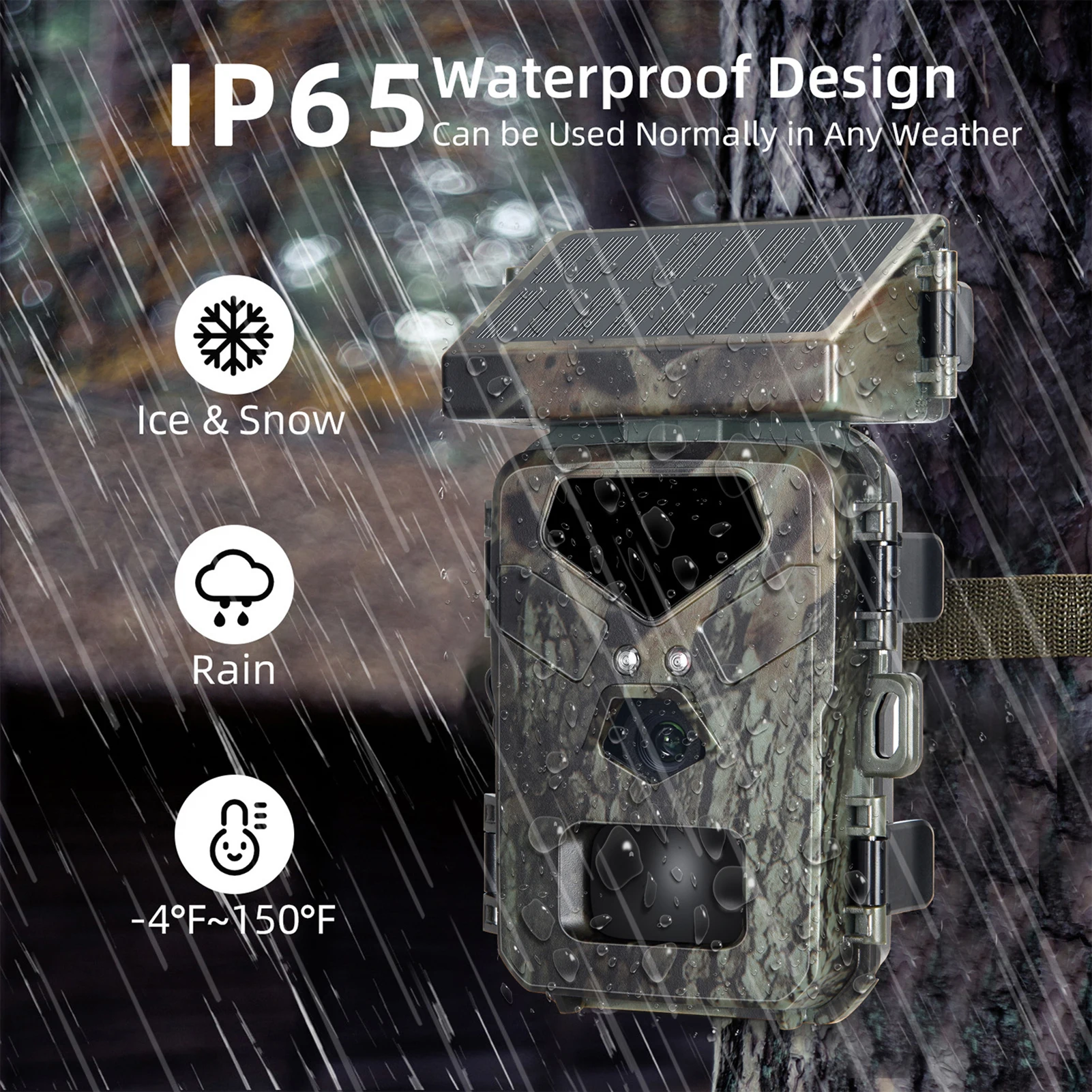 Solar Hunting Camera 20MP/1080P Camera Night Vision IP65 Waterproof Motion Activated Trail Camera for Wildlife Monitoring