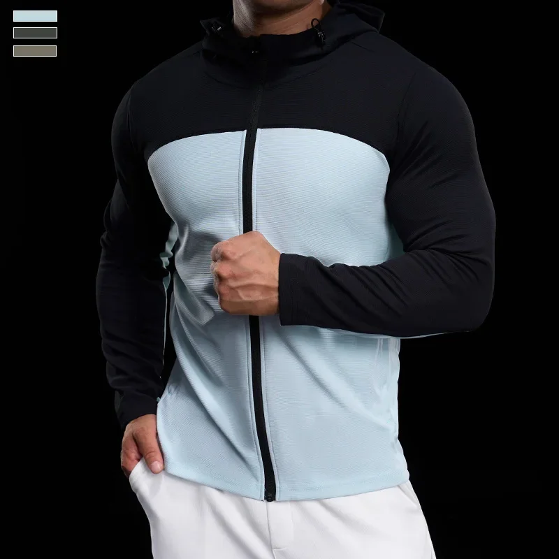 Men Hoodies Sport Bodybuilding Sweatshirt Running Jacket Fitness Training Compression Jersey Gym Long Sleeved T-Shirts