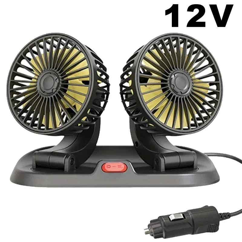 Car Fan 360° Adjustable 3 Head Air Fan Automotive Electric Fan USB/12V/24V Fan 2 Speeds Car Silent Fan For Home Desk Office&Car image 3