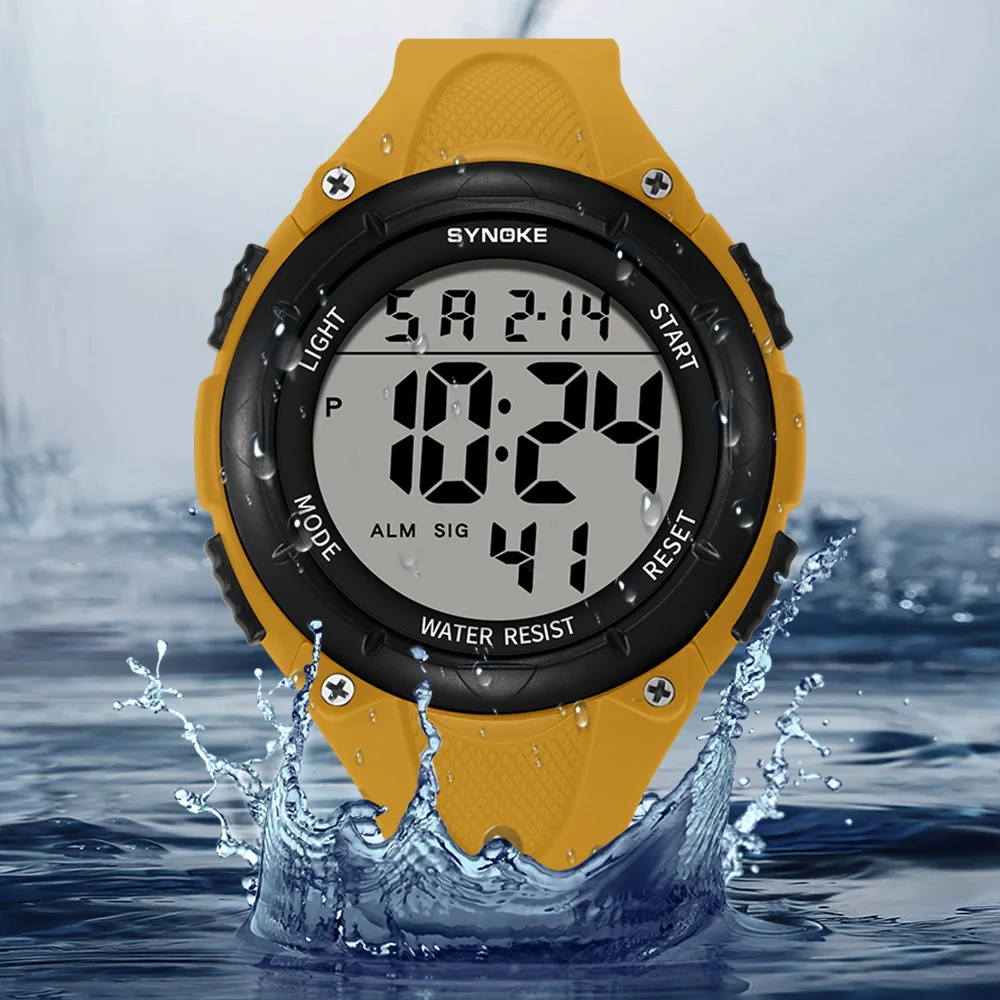 SYNOKE Watch Outdoor Sports Multifunctional Waterproof Shock Resistant Large Screen Display Luminous LED Digital Watch For Men