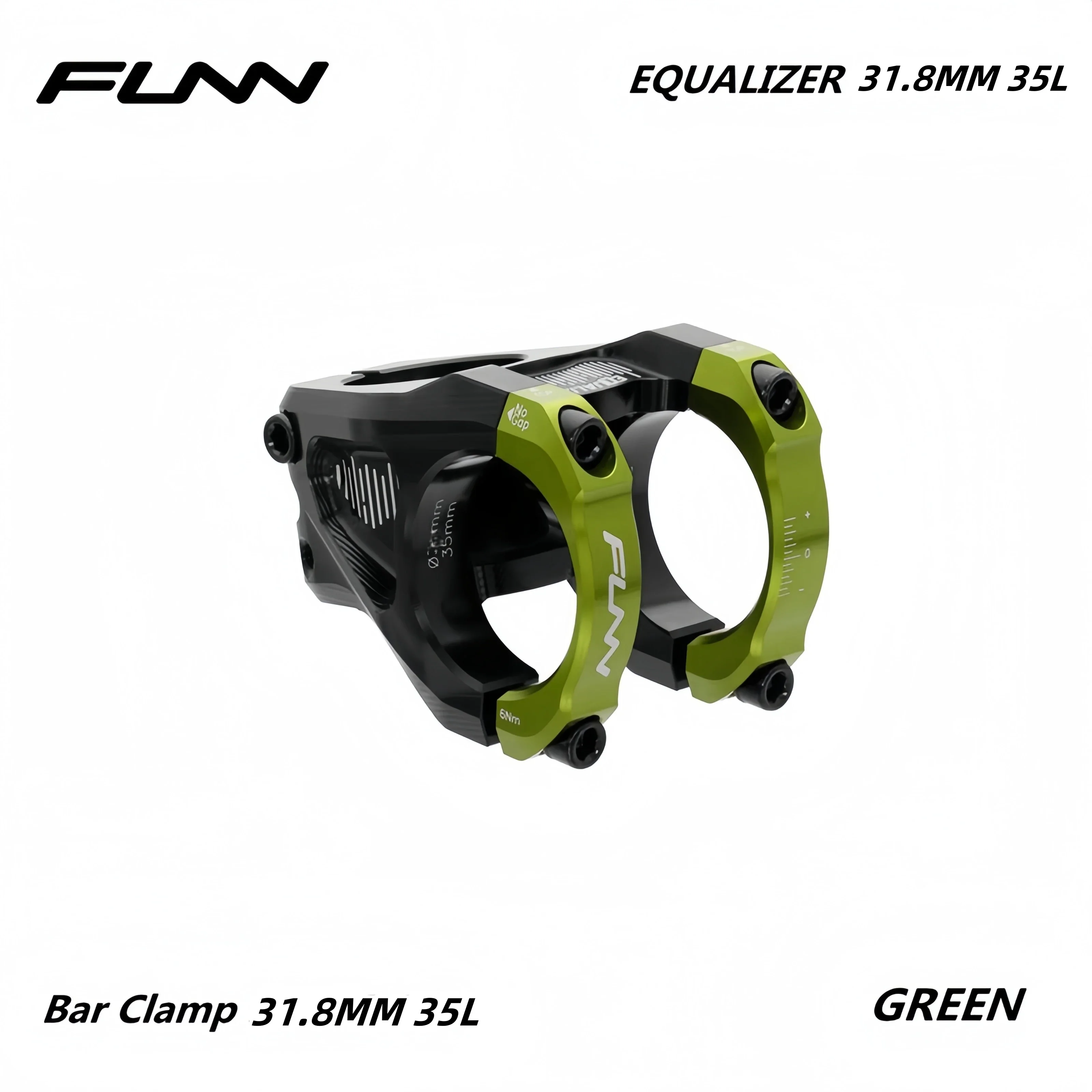 Funn Equalizer MTB Mountain Bike Stem -10° 31.8MM Bar Clamp, 31.8MM Steer Bicycle Stem, 10mm Drop/Rise (Length 35mm)