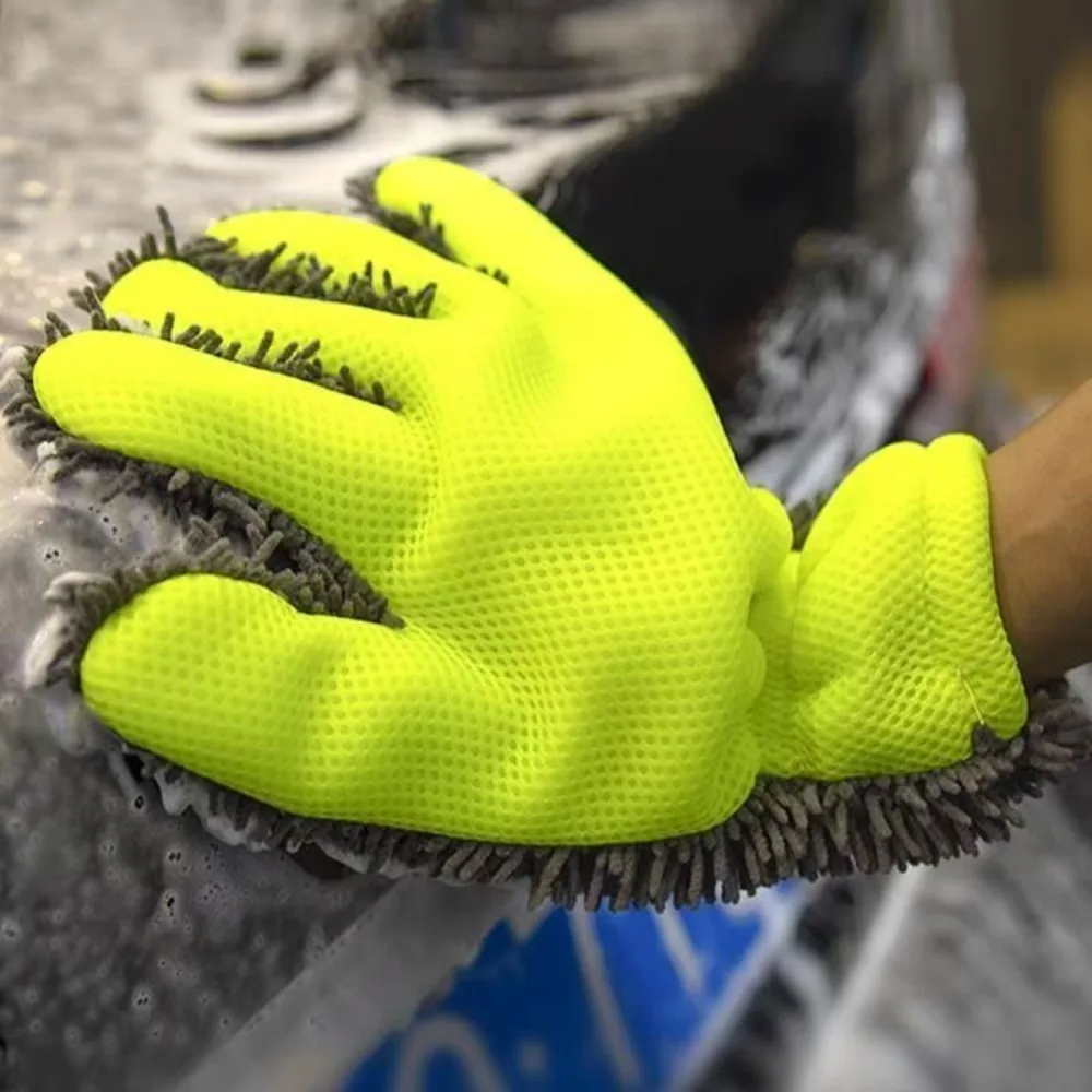 Microfiber Car Washing Gloves Car Detailing Dust Removal Gloves Soft Anti-scratch Multifunction Thick Glove Cleaning Tool