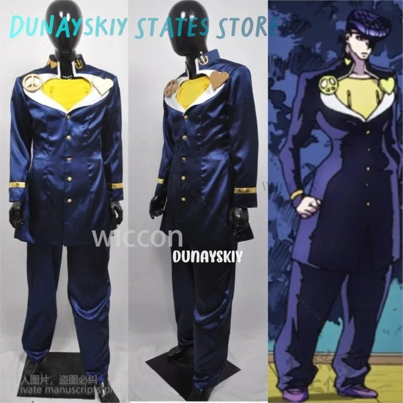 

8@Jo S4 Anime Crazy Diamond Cosplay Higashikata Josuke Costume DK School Uniform Coat Pants Funny Wigs Halloween Customized