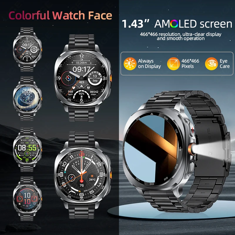 LIGE GPS posicionamiento Smartwatch monitoreo de ritmo cardíaco 100 + modo deportivo seguimiento reloj inteligente 3ATM linterna impermeable reloj inteligente
