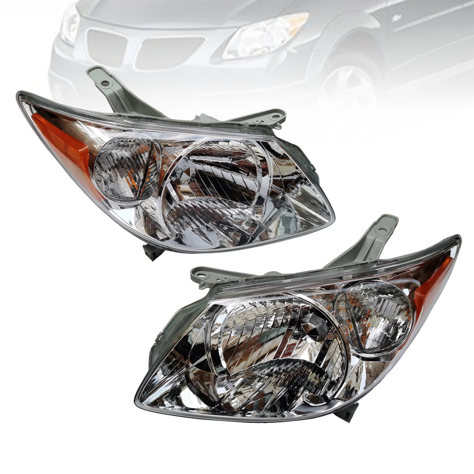 【1 Pair】 Left and Right Car Headlights for 2005 2006 2007 2008 Pontiac Vibe Wagon with Bulb Halogen Headlamps