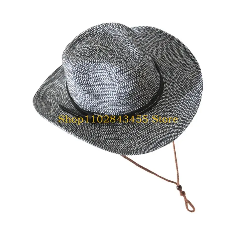 49MC Trendy Wide Brims Hat Classical Western Design Breathable Panama Straw Hat For Comfortable And Beach Event Gathering