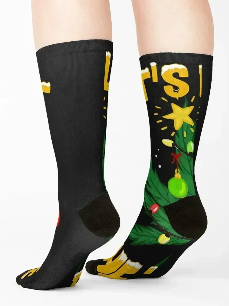 Let's Light This Tree Vintage Christmas Weed Smoker Canabis Socks funny gift designer brand essential hiking Socks Men's Women's