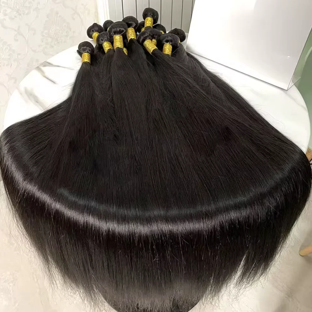 32 Inch Human Hair Bundles Brazilian Straight Raw Virgin 1 3 4 Bundle Double Weft Bundle For Black Women Ready To Wear