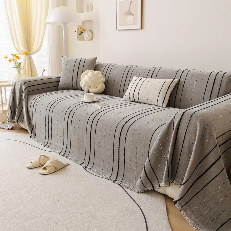 Solid Color Sofa Cover Fabric Modern Simple Autumn and Winter Thickening Integrated Home Textile Products