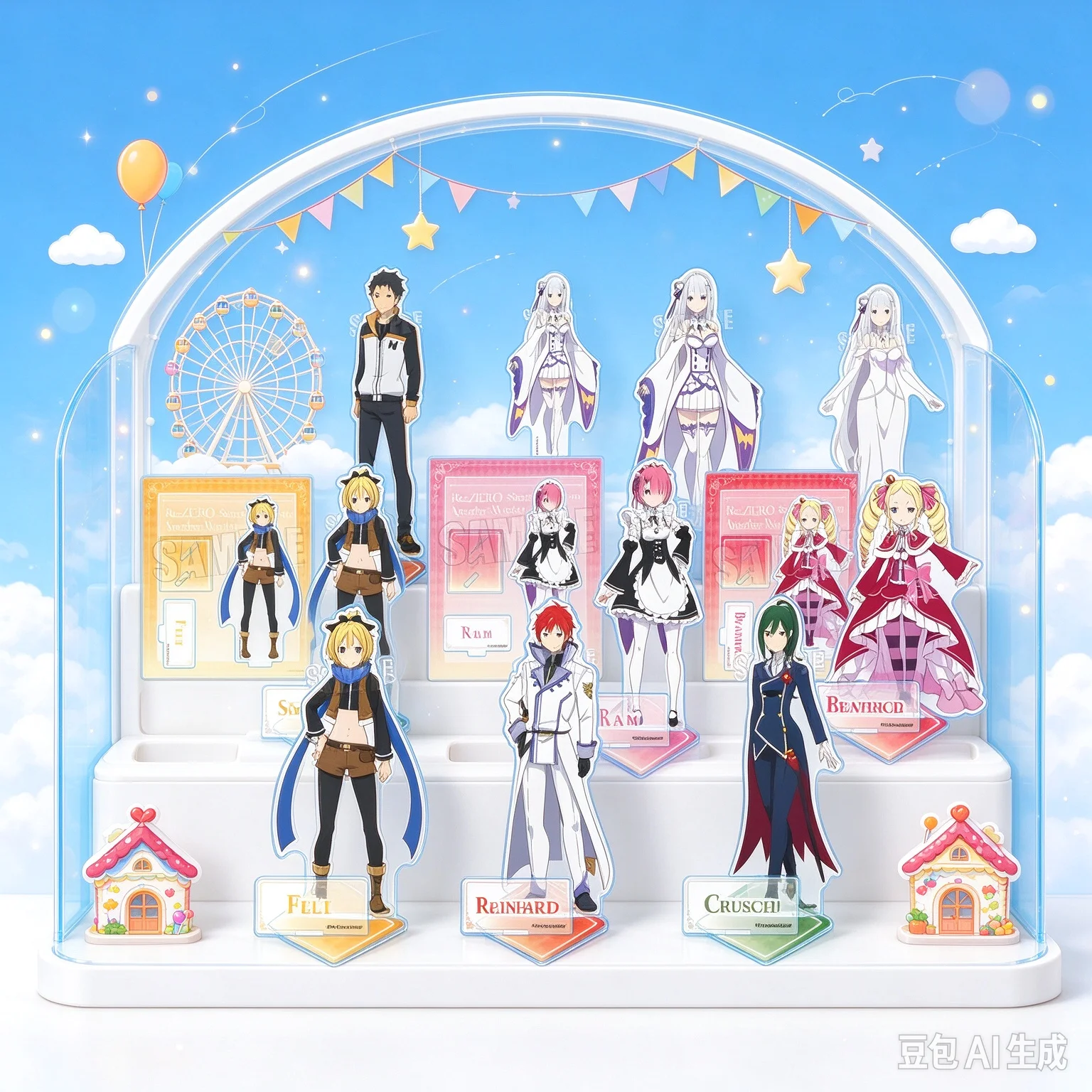 Re:Zero Starting Life in Another World Acrylic Standee Double‑Sided Print With Base Desktop Ornament Gift Keychain