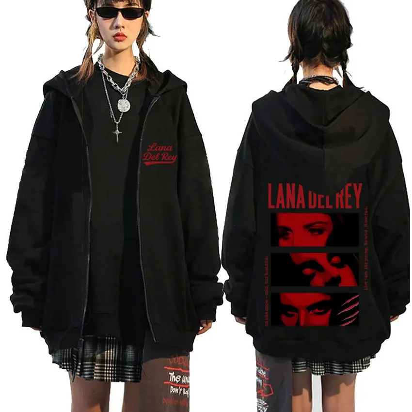 

Singer Lana Del Rey Eyes Graphic Zipper Hoodie Men Women Fashion Oversized Zip Up Jacket Male Casual Vintage Zip Up Sweatshirt