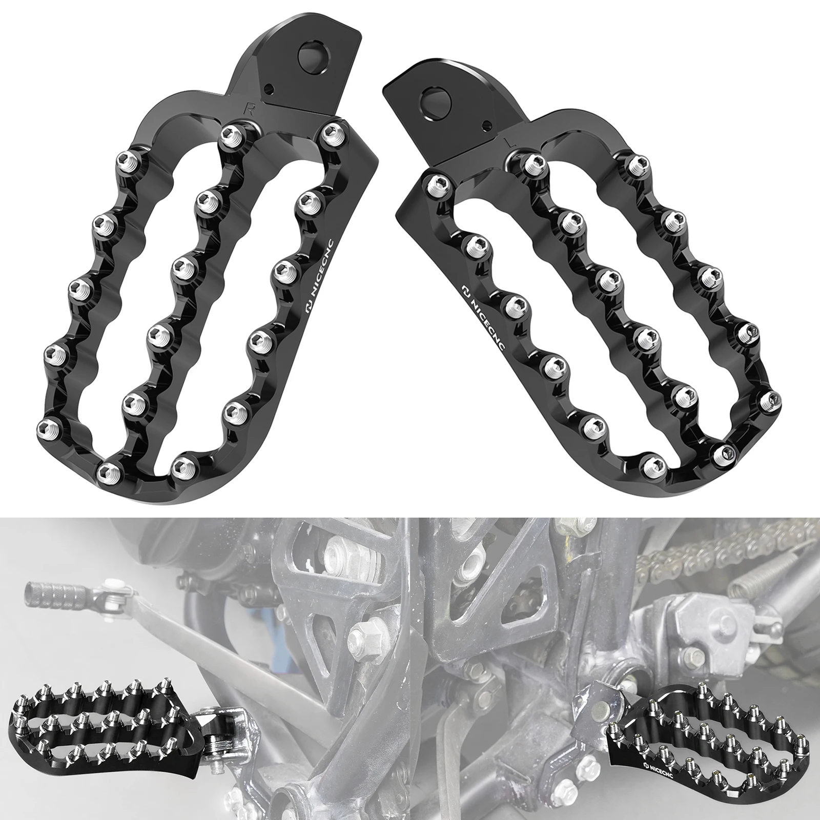 

For Kawasaki KLR 650 Footpeg Wide Footrests Foot Pedal Forged Footrest Footpegs for Kawasaki KLR650 1987-2021 2022 2023 2024