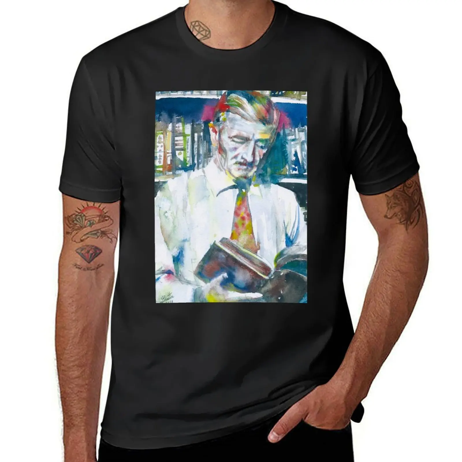 WILLIAM FAULKNER - watercolor portrait .6 T-Shirt summer top Short sleeve tee slim fit t shirts for men