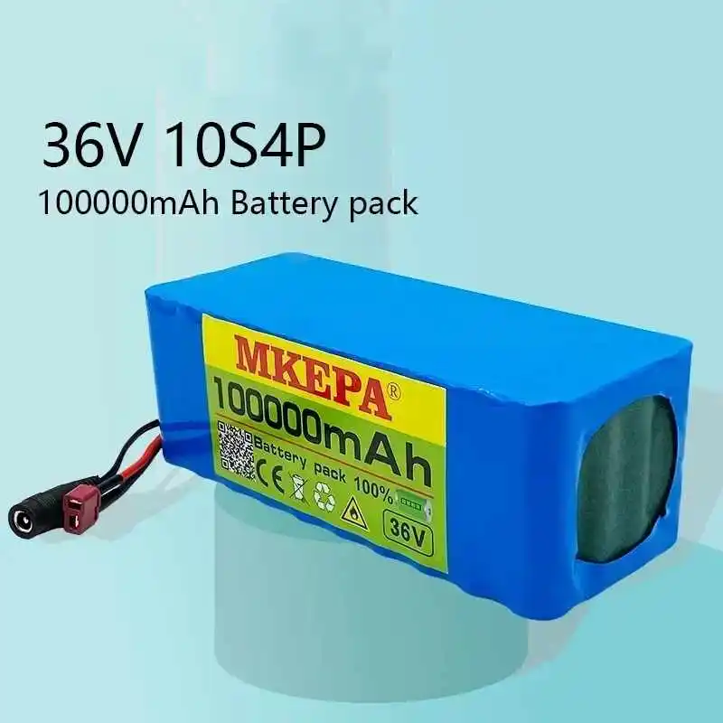 100% Original 36V battery 10S4P 100Ah battery pack 1000W high power battery 42V 100000mAh Ebike electric bike BMS+42V2A Charger