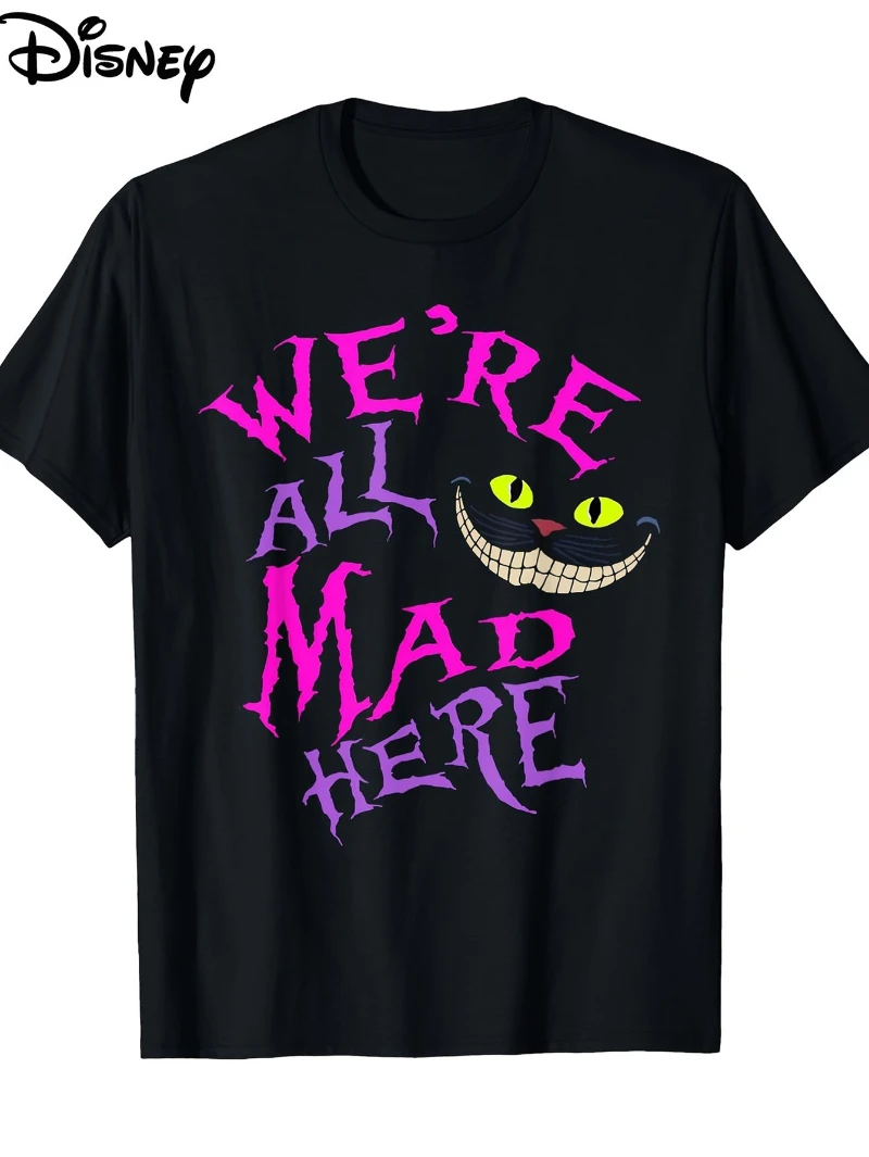 مغامرات ديزني أليس في بلاد العجائب شيشاير كات نحن جميعًا تي شيرت نسائي مجنون - مغامرات أليس في بلاد العجائب