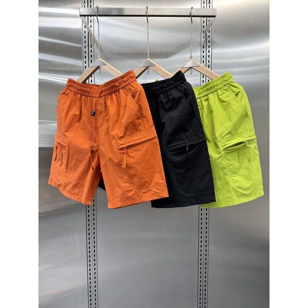 

Американские рабочие шорты-бриджи унисекс с завязками, тонкие, летние, повседневные, средней длины, со средней посадкой, прямого кроя