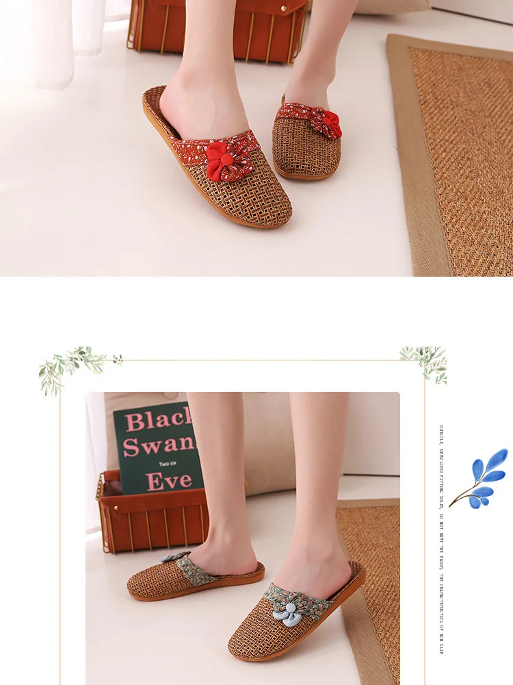 2022 neue Leinen Hausschuhe Frauen Sommer Bambus Matten Haus Hausschuhe Holzboden Schuhe Frauen Eva weiche Sohle Strand Hausschuhe Schuhe Frauen – Detail 15