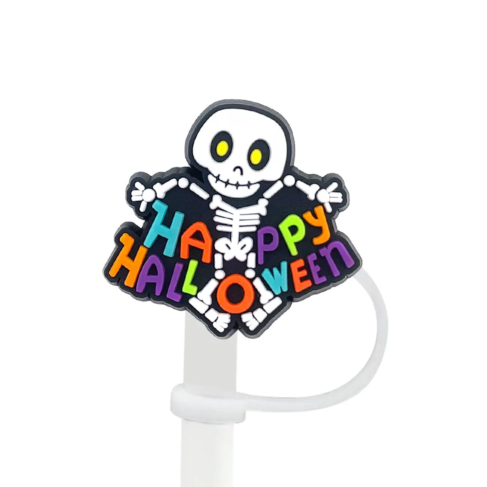 1-20 Stück Halloween-Strohhalmabdeckung für wiederverwendbare Trinkgläser, Staubschutzkappe, Glasbecher-Zubehör, Strohhalm-Aufsätze 10mm Silikon-Strohhalmabdeckung – Detail 15