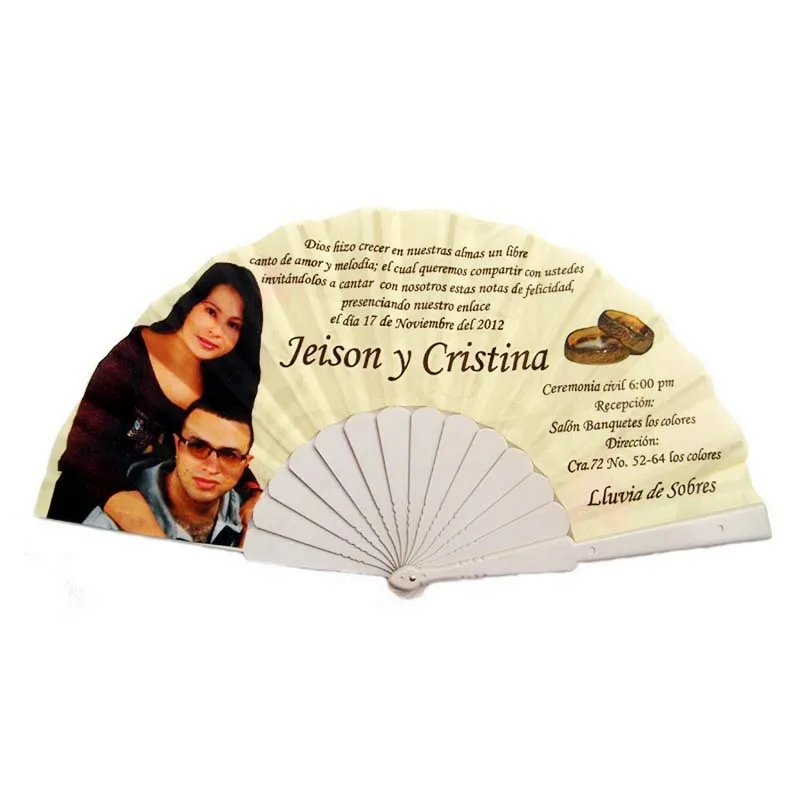 1PC Customized Plastic Folding Fan Personalised With Pictures and Logo Wedding Invitation Funeral Souvenirs Promotional Gifts