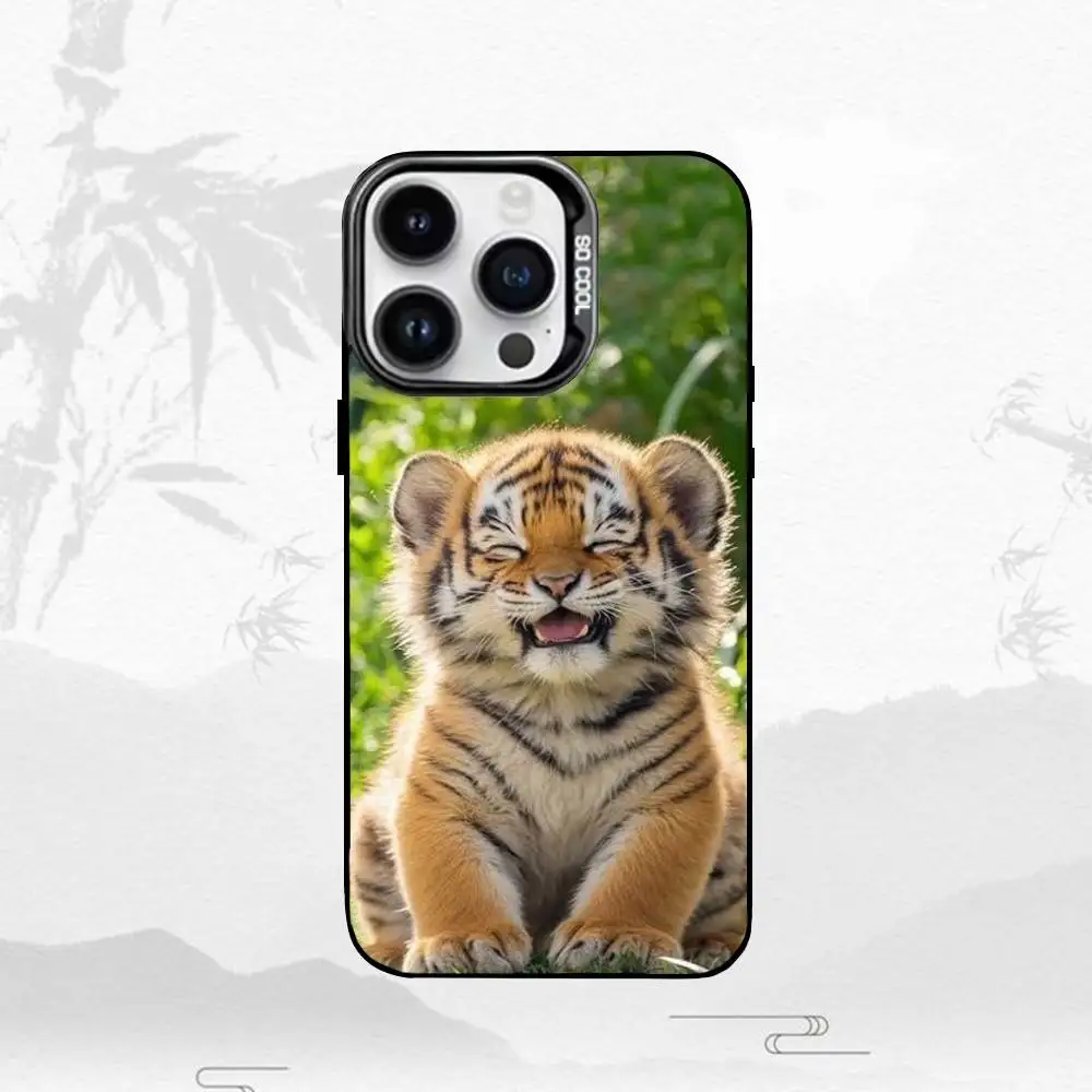W-Wolf L-Lion Leopard Tiger telefoonhoesje voor iPhone17,16,15,14,13,12,11 Plus, Pro Max zwarte matte schokbestendige hoes