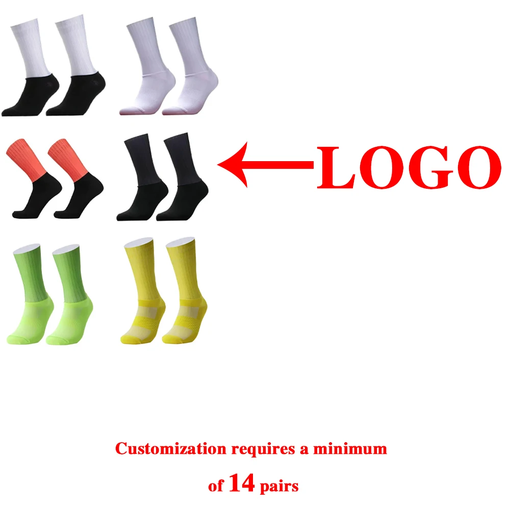 

Customizable Aero Cycling Summer Anti Socks Whiteline Slip Silicone Socks Men Bicycle Sport Running Bike Socks