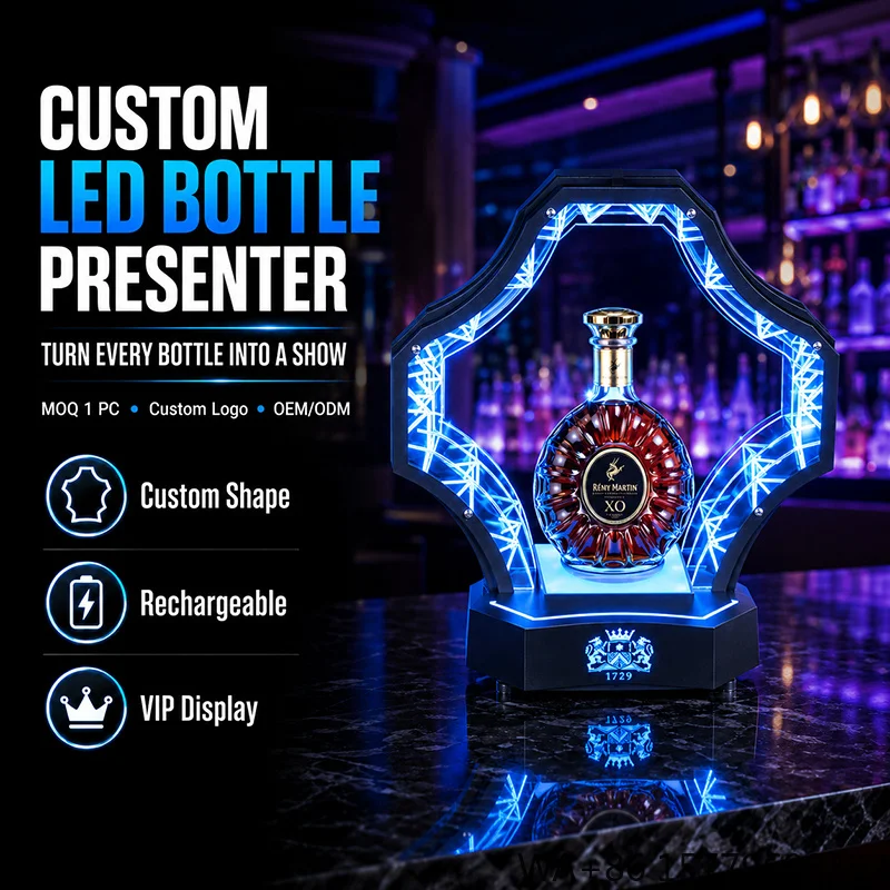 Commercial LED Liquor Bottle Display Rack for Bar Counter and Nightclub Manufacturer